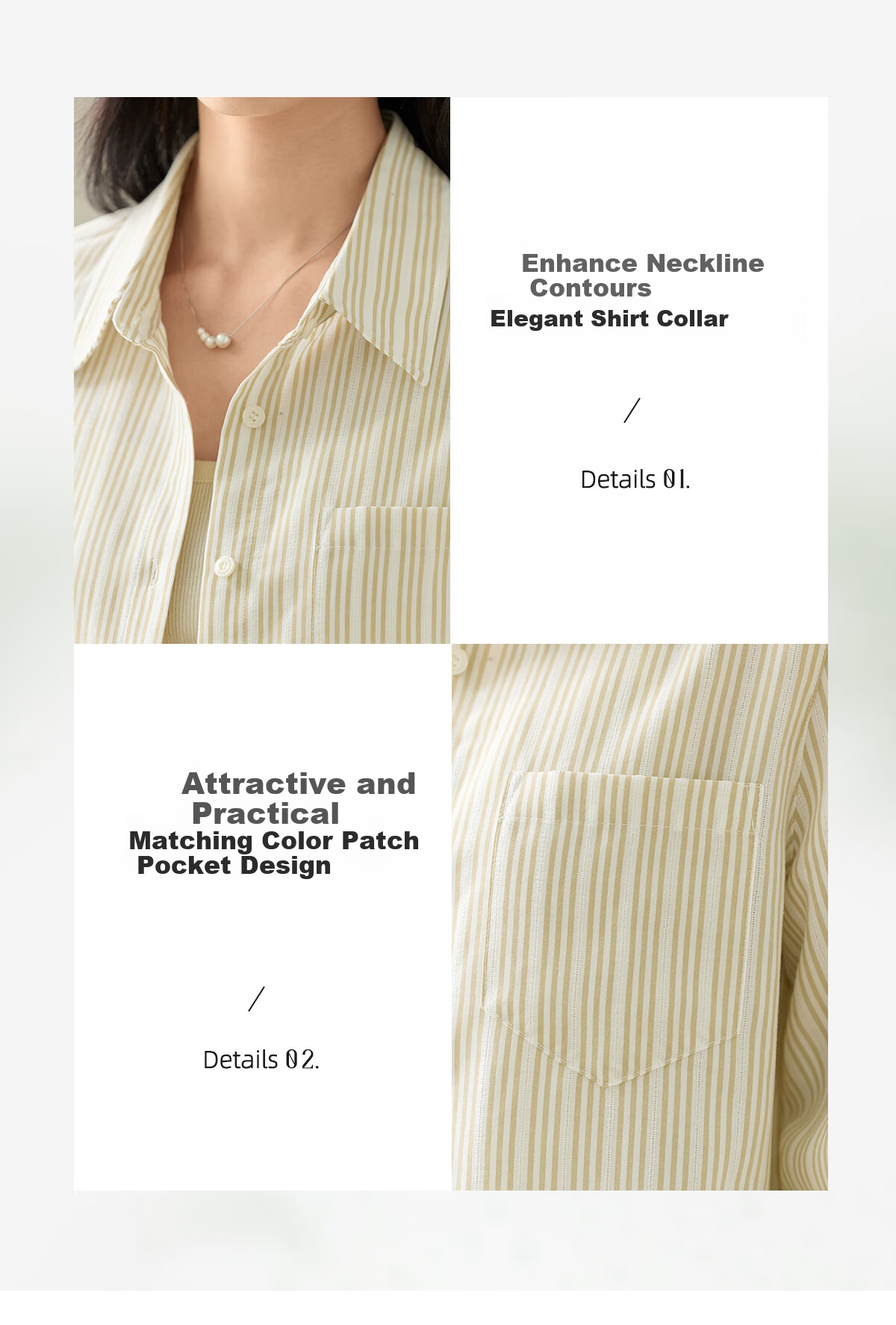 Chushen Women's Spring and Autumn Long Sleeve Shirt Fashion Vertical Striped Versatile Commuter Casual Blouse S53S021 4