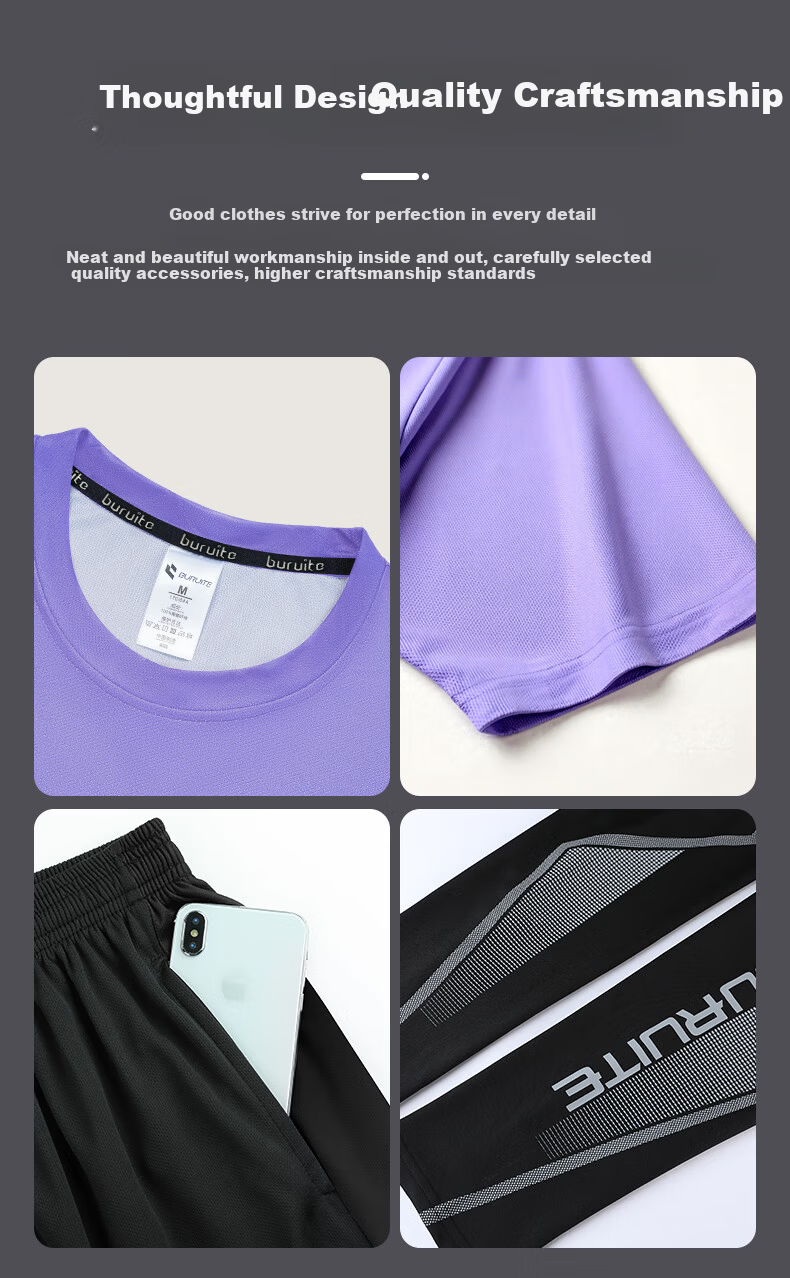 BURUITE Women's Sports Set Yoga Running Badminton Cycling Fitness Tight Training Slim Quick-Dry Apparel 3