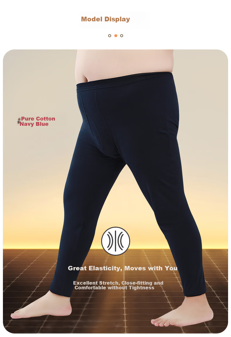 Hengyuanxiang [Large Size Men's Autumn Pants] 100% Pure Cotton Thin Plus-Size Antibacterial Thermal Underwear Base Layer Cotton Pants Spring And Autum 15