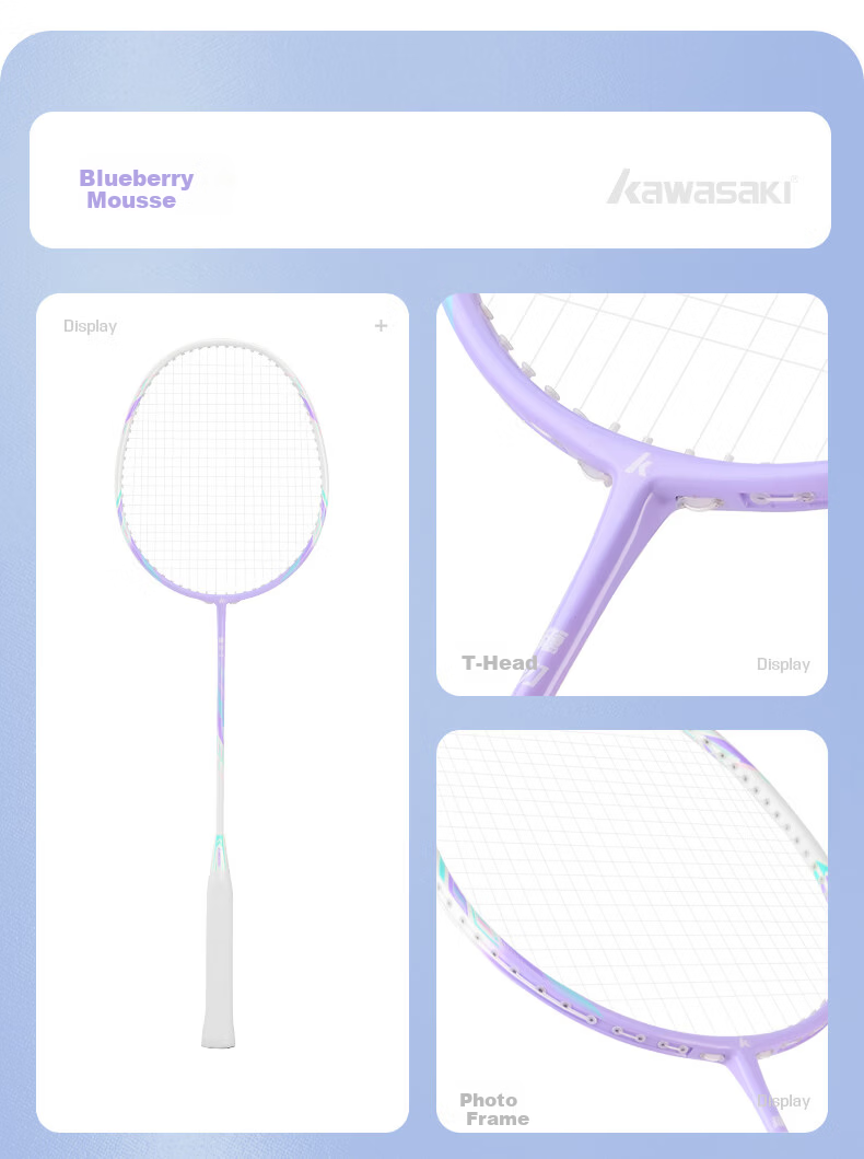KAWASAKI Carbon Composite Badminton Racket Set Lightweight Durable Unisex Youth Double Rackets 14
