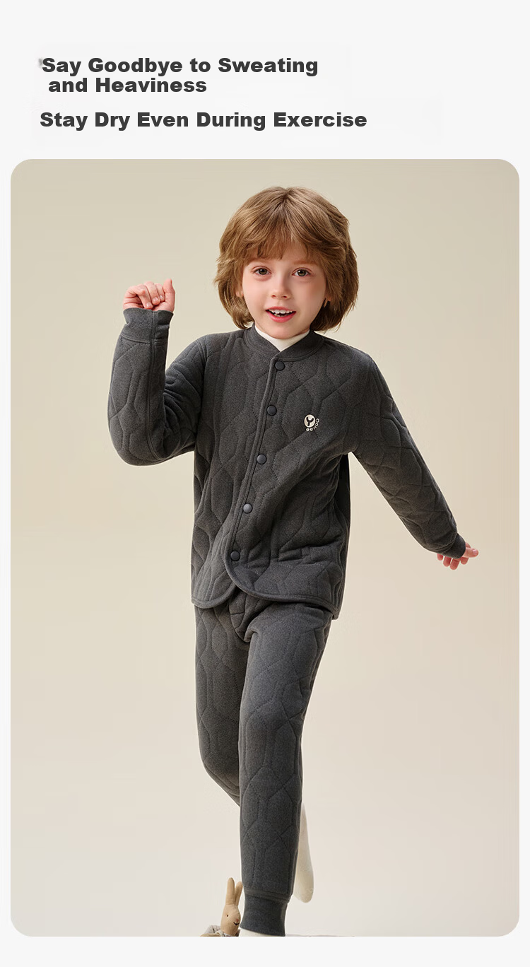 YEEHOO Three-Layer School Uniform Essential Kids Thermal Underwear Anti-Static Boys and Girls Set 7
