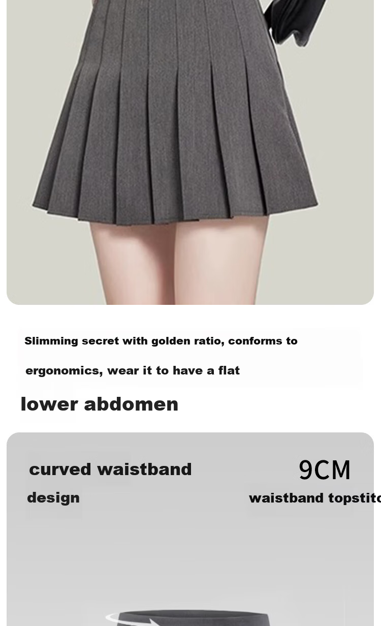 Borui Women's Pleated Skirt Spring Summer 2026 New High-Waist Slim A-Line Short Skirt with Lining JK Skirt 3