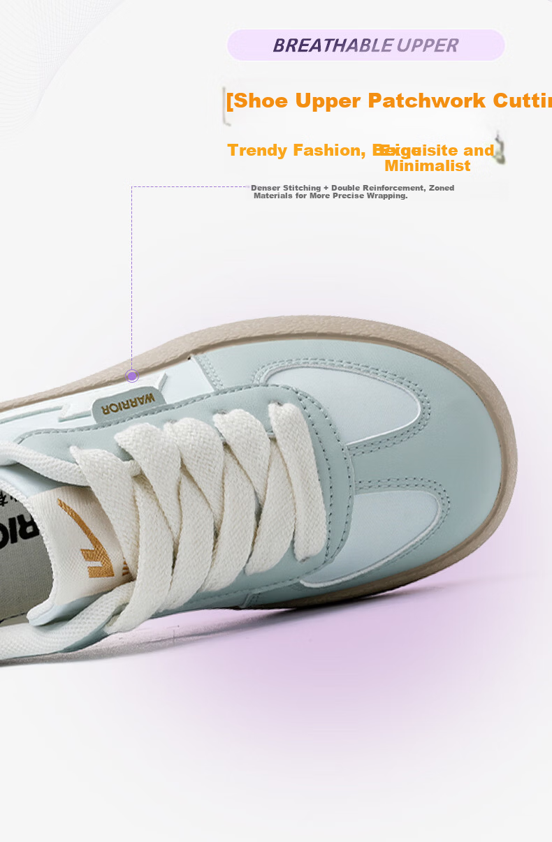 Warrior Women's Thick Sole Sneakers Lightweight Versatile White Casual Sports Shoes J700BR Off-White/Black Size 35 5