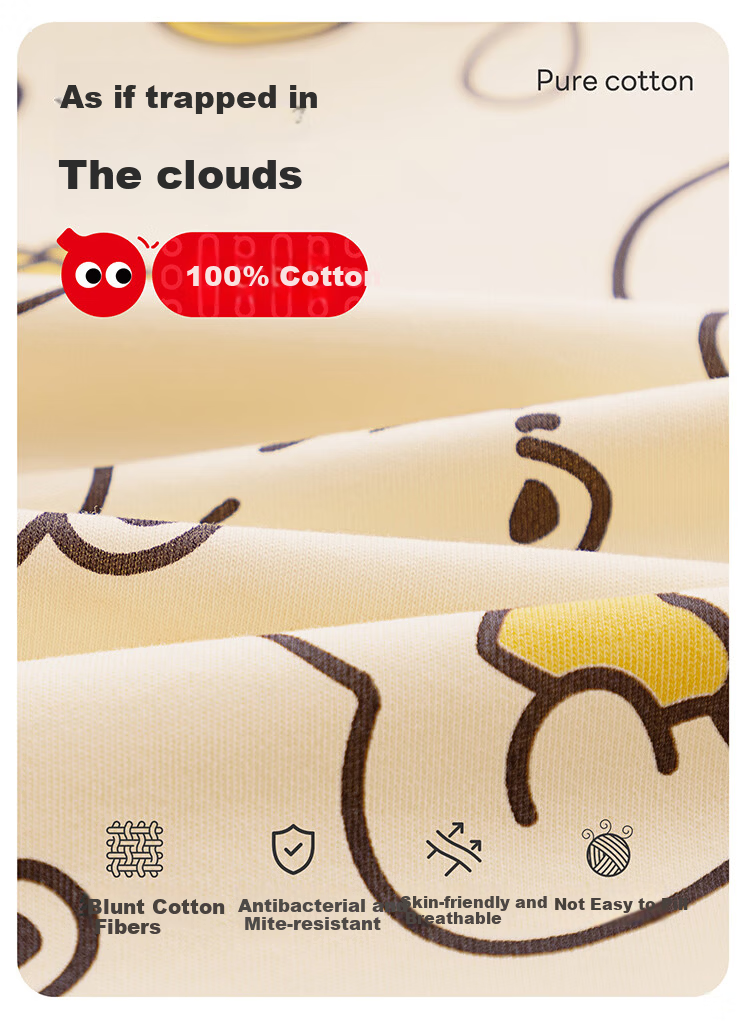 Hodo Kids Girls 100% Cotton Antibacterial Anti-Mite Long Sleeve Cardigan Spring Summer Cute Homewear Set 1