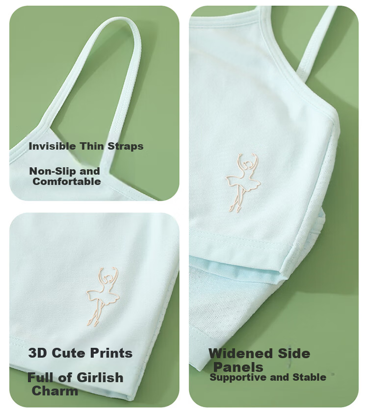 Hodo First Stage Anti-Protrusion Children's Underwear, Puberty Elementary School Girls' Thin Camisole, Young Girl Bra 2