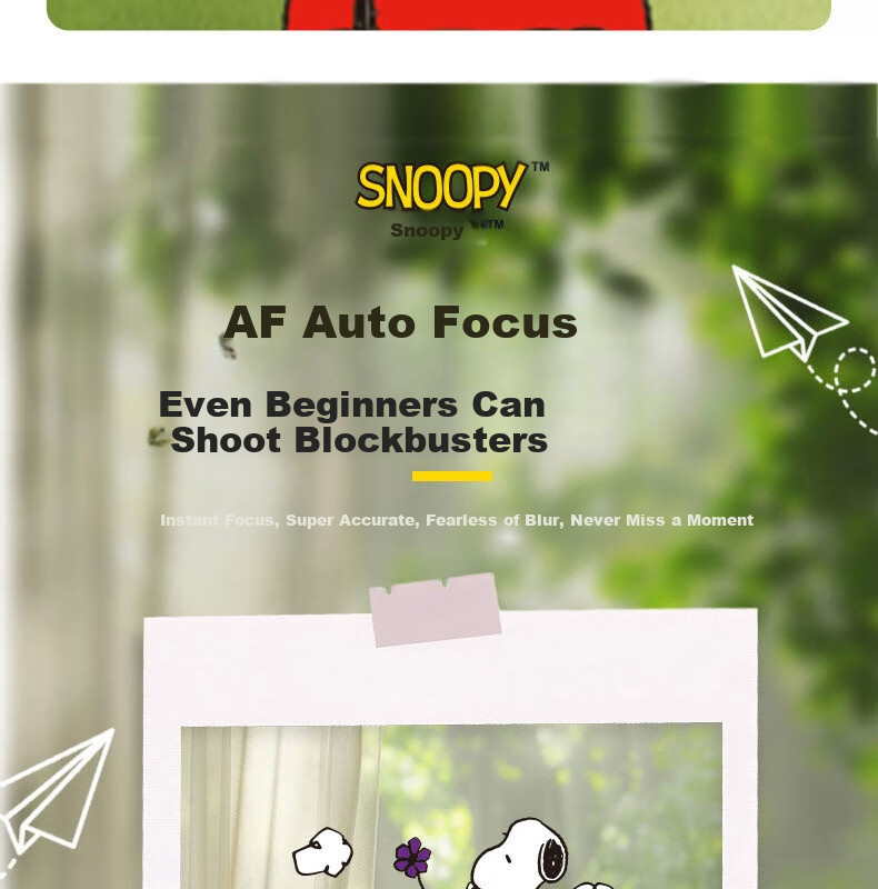 Black Cat Diary Snoopy SN15 Collaboration HD Digital Camera CCD Flip Rotating Retro Student Campus Mini Camera Entry-Level Cute Kids Card Camera Instant Gift 4