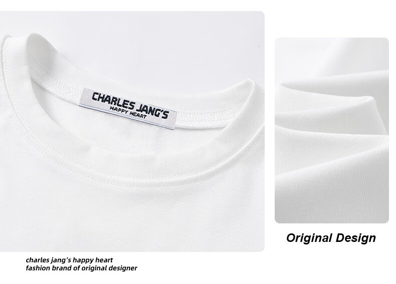 Charles Peach Heart [Wang Churan Same Style] Summer New Short Sleeve T-Shirt Women's Slim Fit Waist White XXF 6