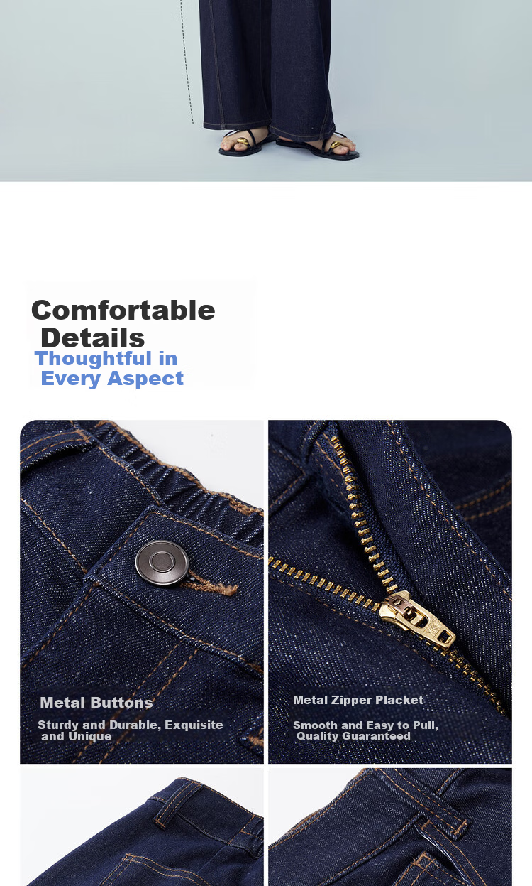 Giordano Women's New Straight-Leg Jeans with Contrast Side Seams, Mid-Rise Natural Color Denim 13416332 9