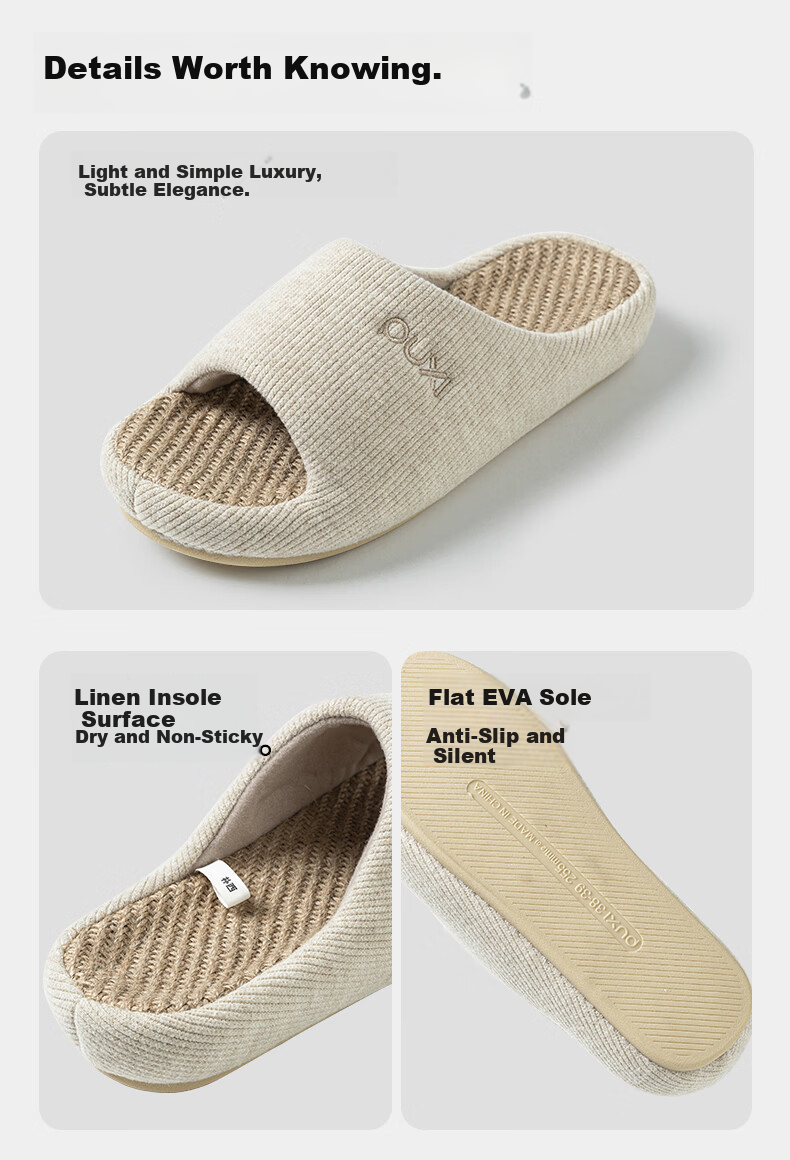 Puxiya Linen Slippers Women Indoor Home Non-Slip Odor-Resistant Bedroom Unisex Cotton Linen Slippers Pink Size 36-37 10