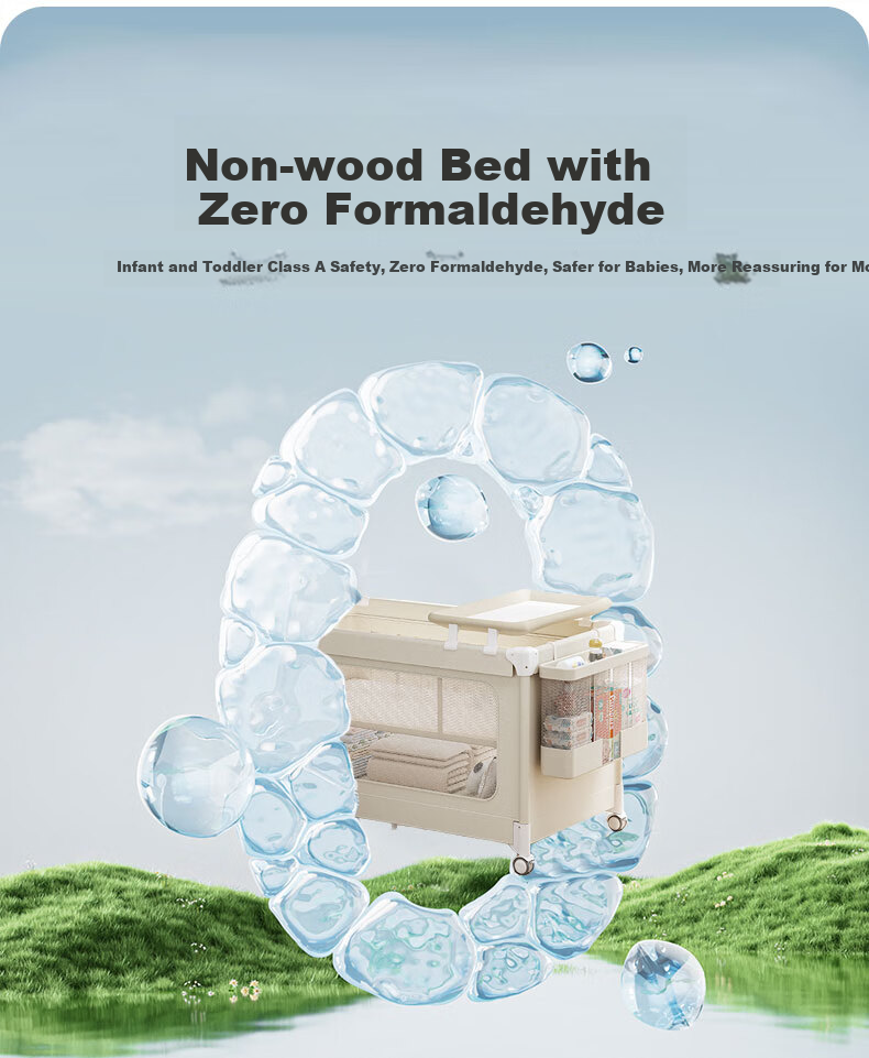 Beitule Baby Crib Convertible Large Bed Rocking Portable Foldable Multifunctional Sleep Soothing Device Basic Model 2