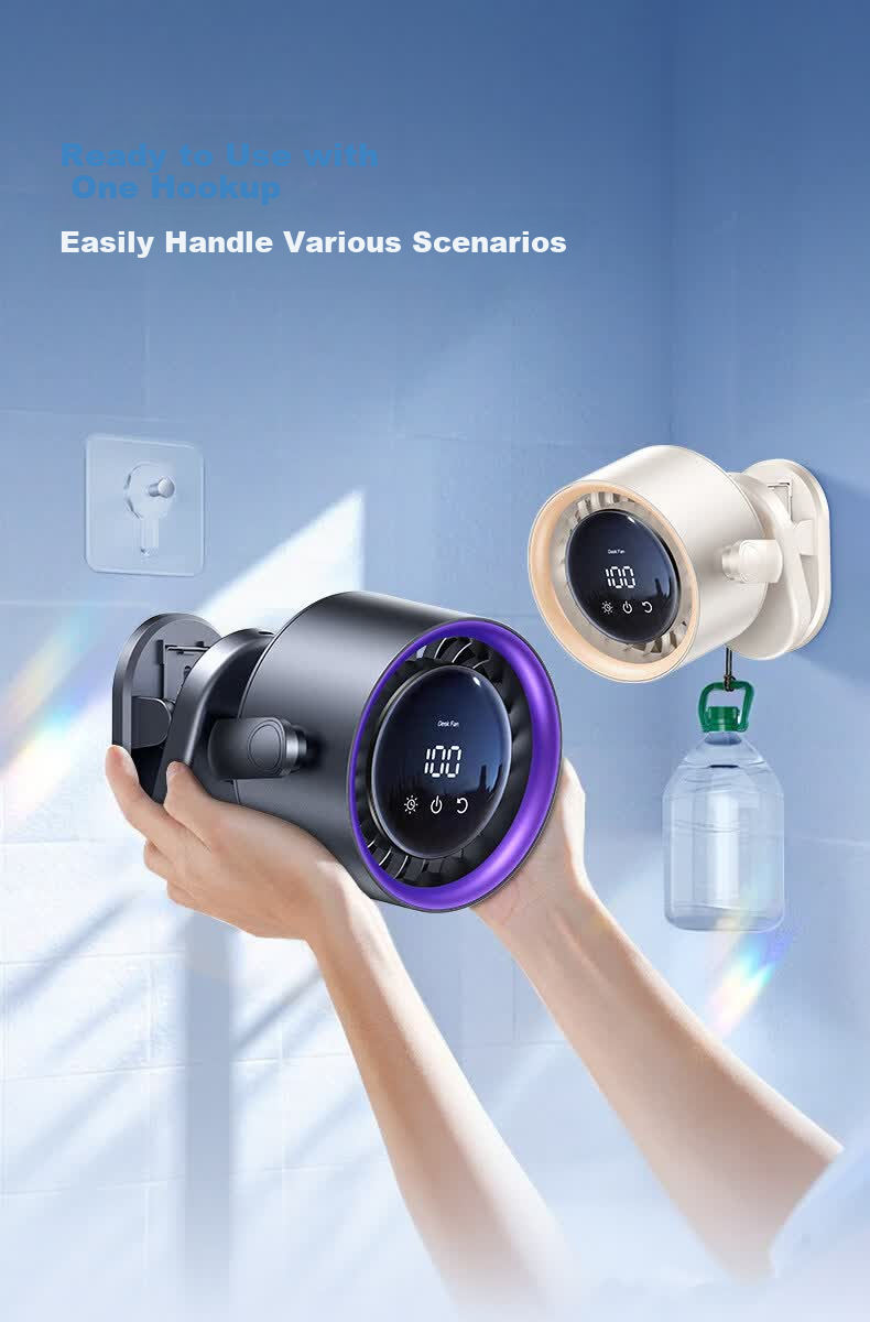 Kumeng Desktop Fan Cooling Small Portable Electric Fan Silent Digital Display Desktop Air Conditioner Circulation Fan Office Student Dormitory Long Battery Life USB Charging 17