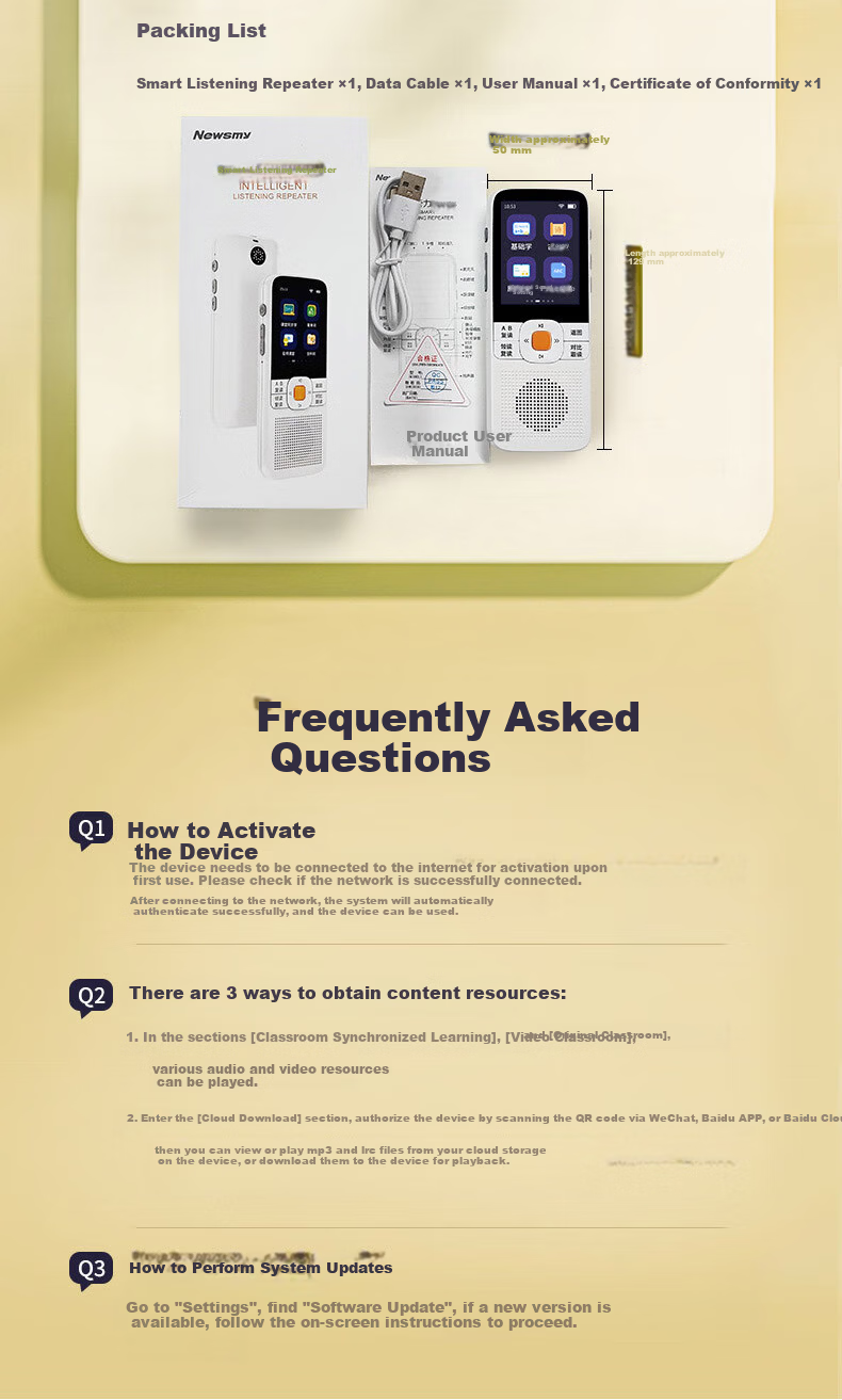 Newman Smart Hearing Repeater English Portable Learning Machine Hearing Treasure DL180 MP3 White 64GB for Primary and Middle School Synchronized Textbook Oral Practice and Listening Training 17