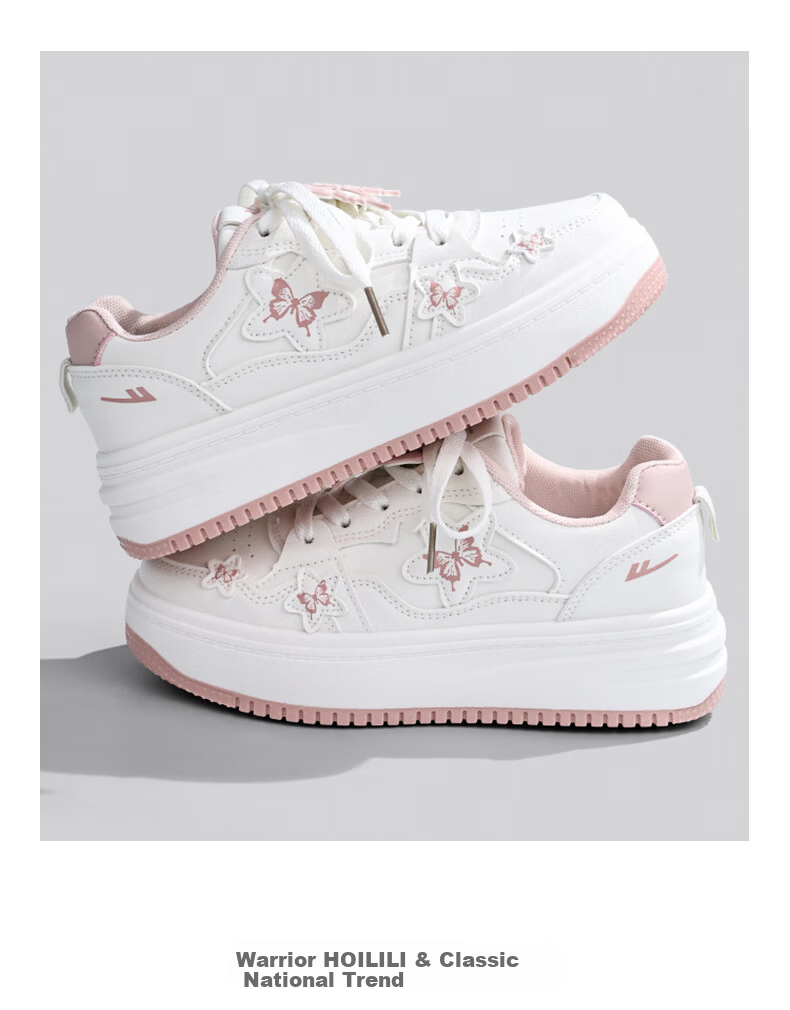 Warrior Butterfly Women's Autumn New Versatile Creamy Fufu Thick Sole White Sneakers Canvas Shoes Mesh Student Shoes Off-White 37 2