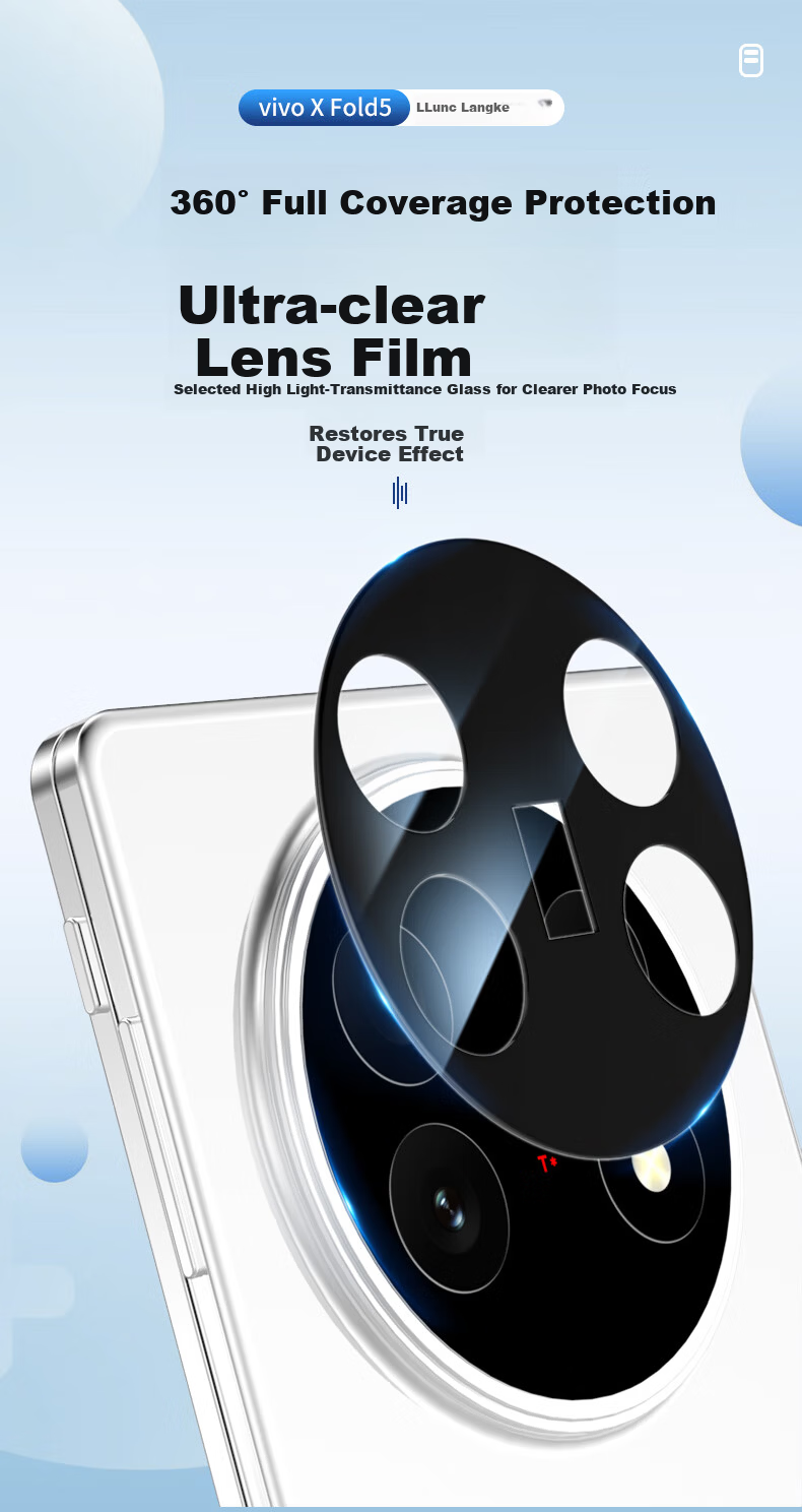 LLUNC Vivo X Fold5 Lens Protective Film AR Anti-Reflective Tempered Glass Rear Camera Protective Film Anti-Glare Drop-Proof with Locator Quick Apply Phone Screen Protector 1