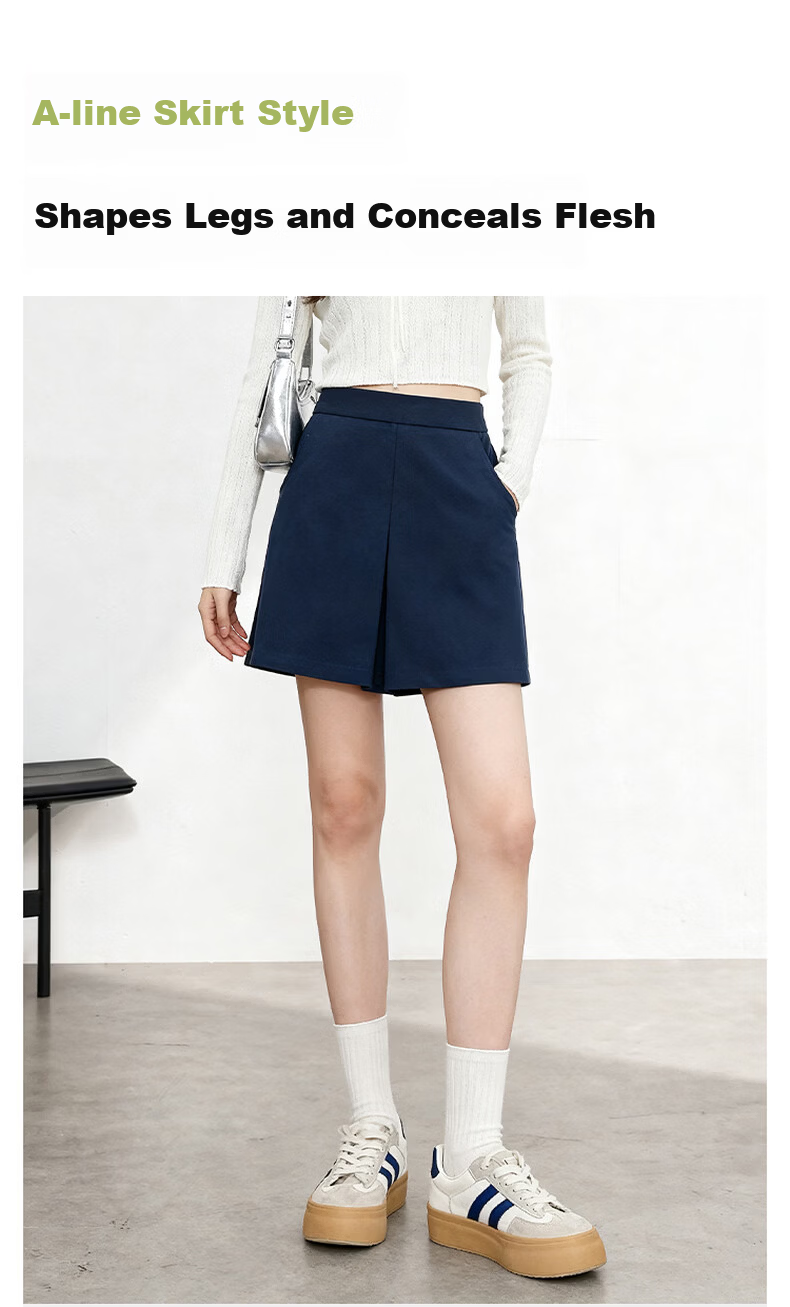 Baleno A-Line Shorts for Women 2026 Summer New High-Waist Slimming Fashion Casual Anti-Exposure Skort 6