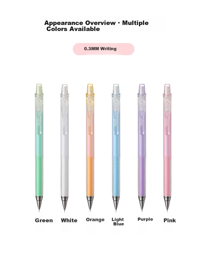 PILOT Air Blanc Colored Mechanical Pencil for Elementary Students, Children's Exam Use, Preschool Stationery, Sketching Pen, Japanese Import HA-20R3 0.3mm Jelly White Barrel 12
