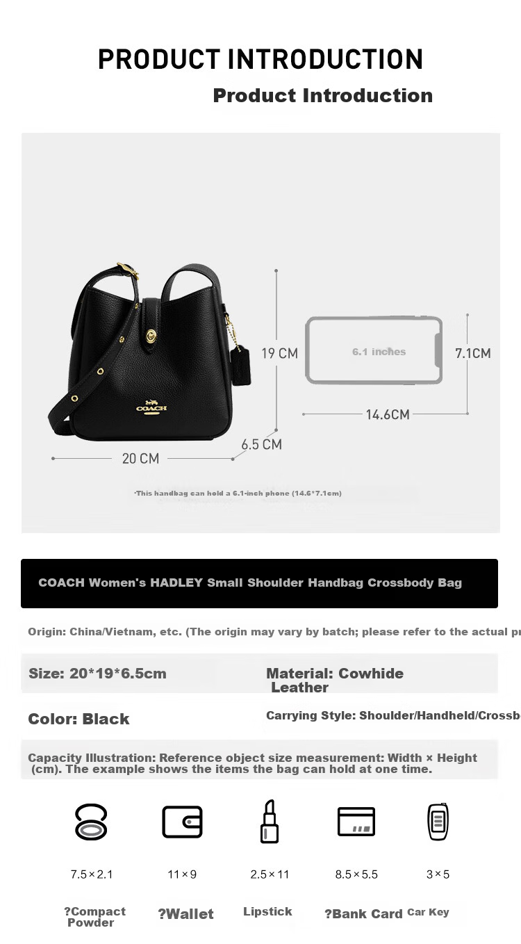 COACH HADLEY Small Women's Shoulder Crossbody Bag Dark Brown CAL60 Gift 6