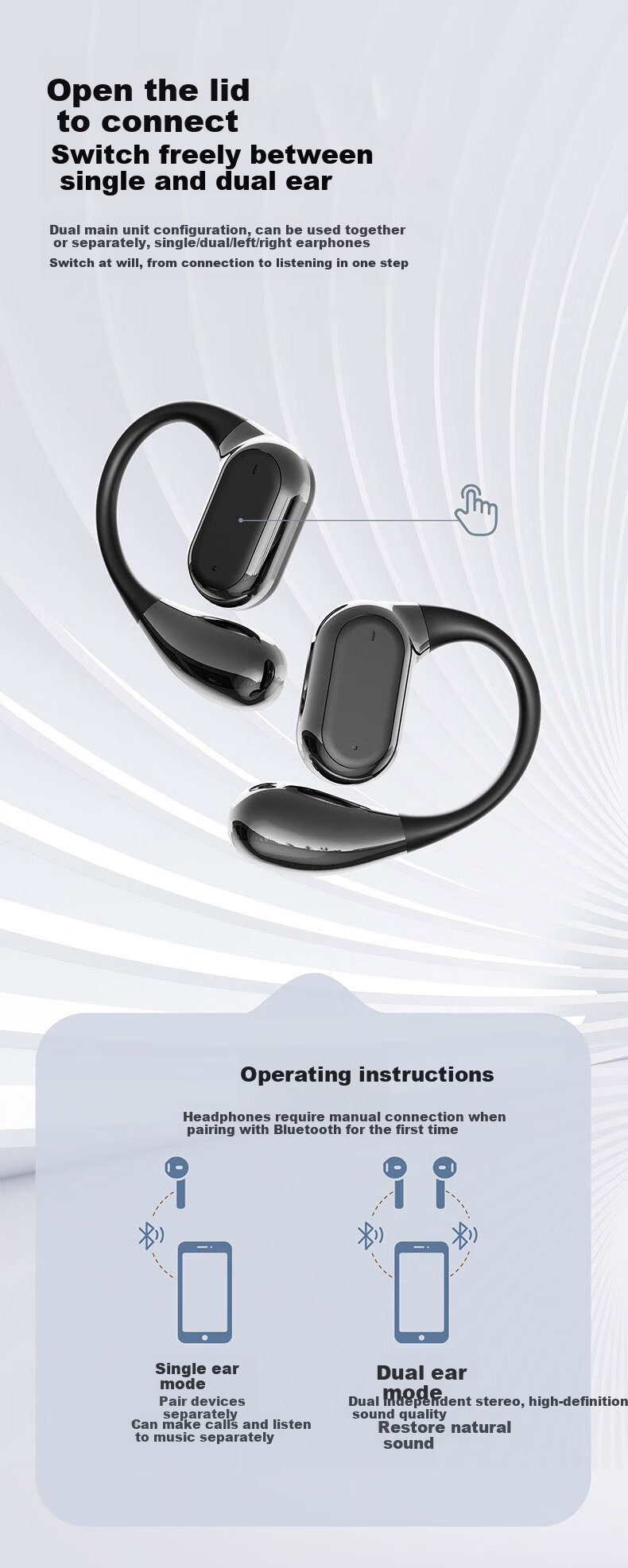 Yinwangsi [Over 100K Sold Online] Desktop Computer Bluetooth Headset Microphone 2-in-1 Wireless Ear-Hanging Laptop USB Receiver Conference Use 9