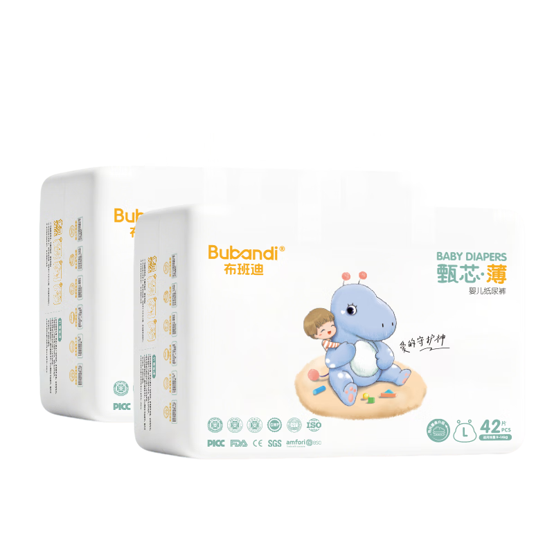 Bubandi [Transparent Traceability] Premium Thin Baby Diapers, L Size, 84 Pieces, Breathable, Summer Ultra-Thin Disposable Nappies