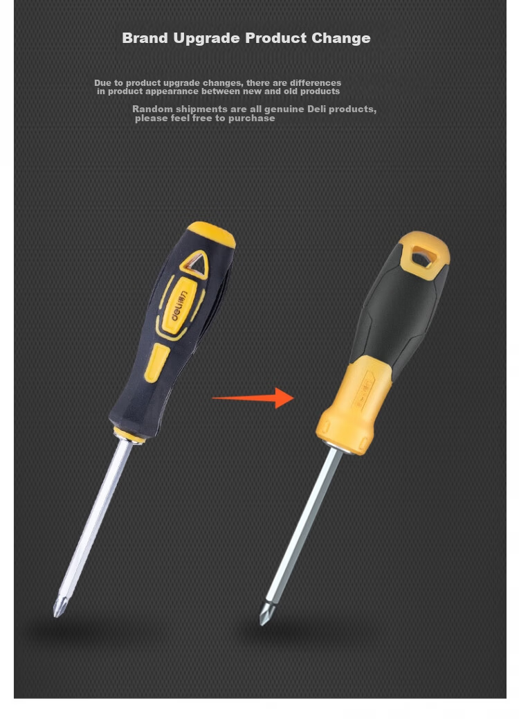 Deli Dual-Use Screwdriver Chrome Vanadium Steel (Yellow) 6/PH2x100 DL626001; 1 Piece 4