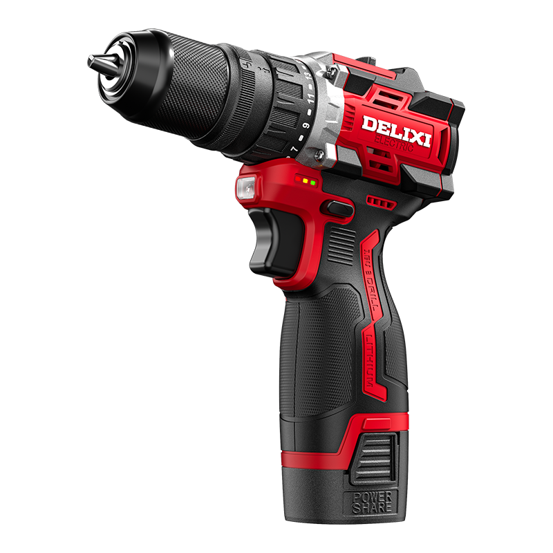 Delixi Electric 16.8V Multi-Function Brushless Cordless Drill with Quick-Change Heads, Lithium Battery, Home Use Handheld Drill, Wall Drilling, Dual Batteries