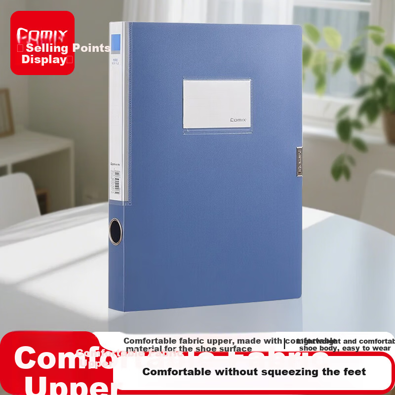 COMIX 35mm Thickened Velcro File Box A4 Document Box Data Box Blue Office Supplies A1257 Gray Blue