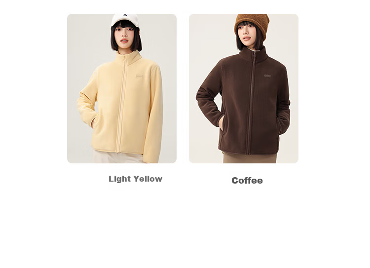 Snow Flying Women's Fleece-Lined Casual Fashion Windproof Stand Collar Polar Fleece Jacket New Tender Yellow Fleece-Lined M 14