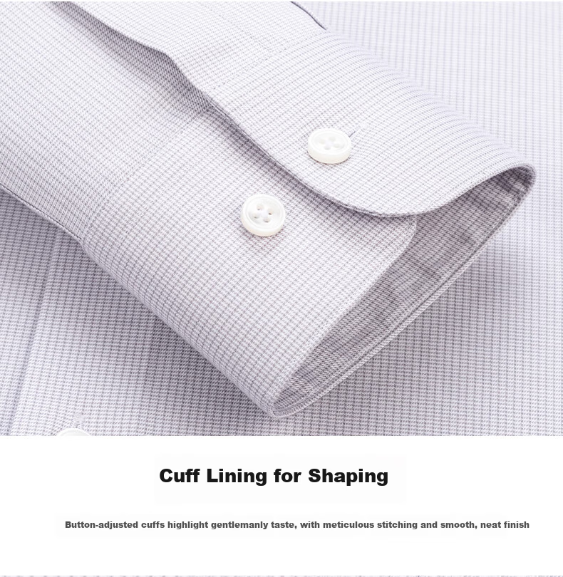Shanshan [200-Thread Mulberry Silk DP Non-Iron] Men's Long Sleeve High-End Luxury Shirt Light Gray Houndstooth 43 9