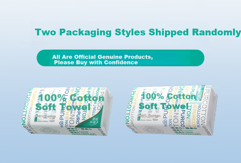 PurCotton Era [Sun Yingsha Edition] Facial Wipes 100 Sheets*6 Packs 100% Cotton Soft Disposable Towels 20*20CM 1