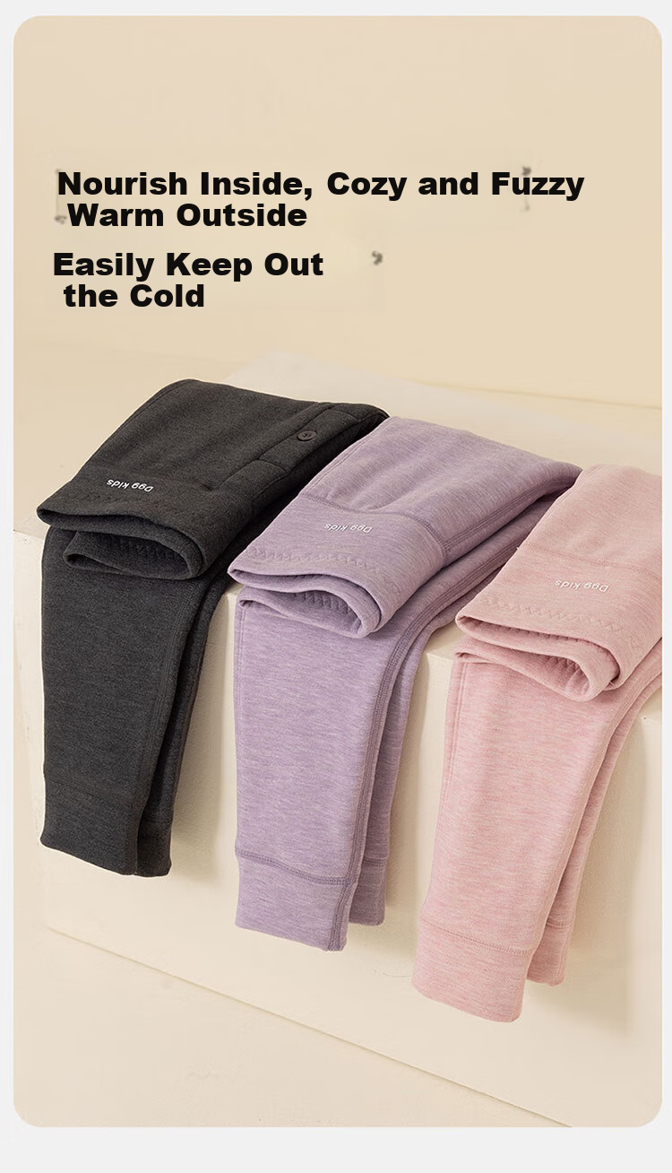 Dingguagua Children's Fleece-Lined Thickened Warm Pants Autumn Winter Girls High-Waist Cotton School Uniform Thermal Underwear Pink Size 120 17