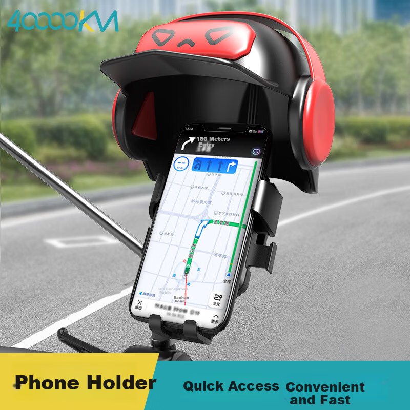 40,000km Electric Bike Phone Navigation Mount Electric Motorcycle Delivery Rider Cycling Sunshade Rain Shield Small Helmet Rearview Mirror Model
