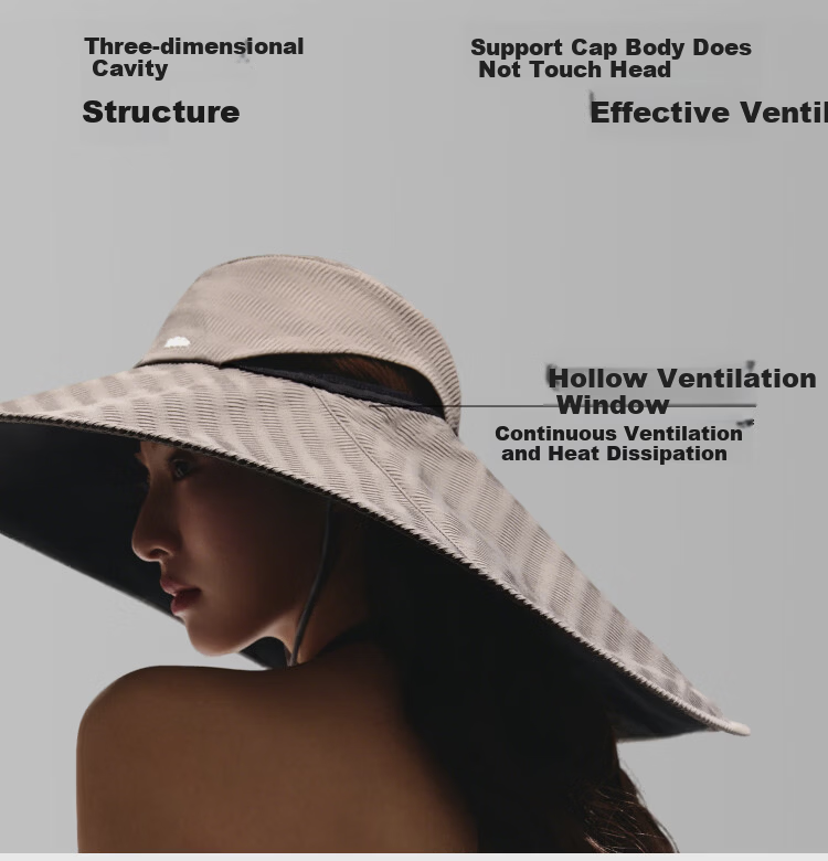 Beneunder Women's Extra Large Brim Black Coated Sun Protection Umbrella Hat Shoulder Cover UV Protection Compact Storage Matte Black 13