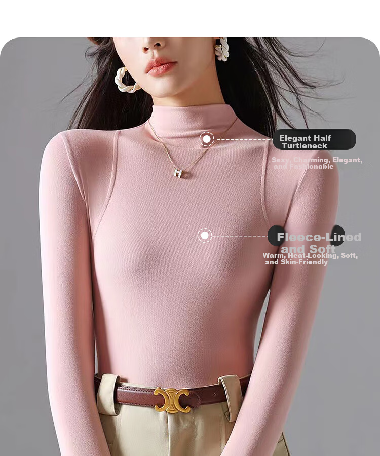 YUZHAOLIN Women's Slim Fit Half Turtleneck Fleece Lined Ribbed Base Layer Top White Autumn Winter 5