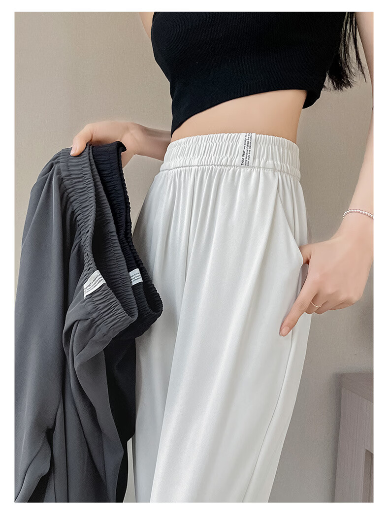 Langsha Women's Summer 2026 New Elastic High-Waist Petite Nine-Point Harem Suit Cigarette Pants Casual Commuter Trousers 2