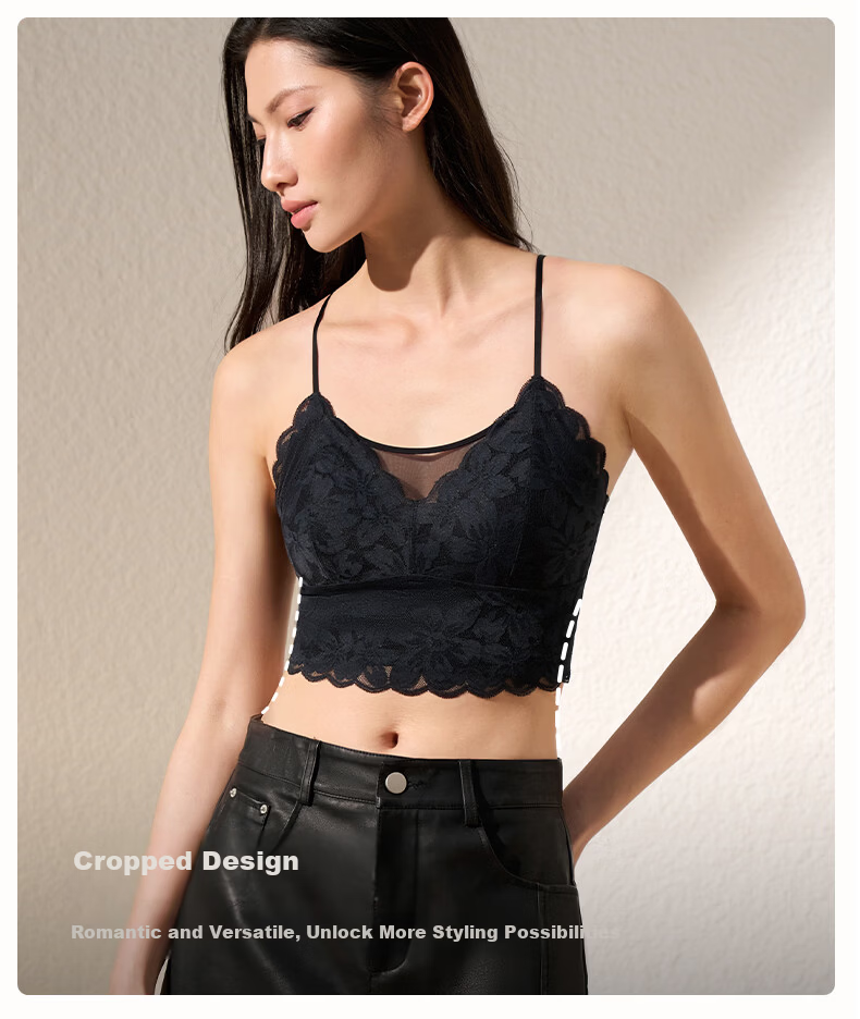Manifen Floral Lace Padded Bra Women's Camisole Vest New Back-Slimming Bra Sleeveless Outerwear Base Shirt 8