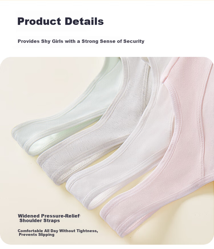 MiiOW Girls' Underwear for All Seasons [Pure Cotton + Shock-Absorbing Lift] Sports Bra for Girls, Puberty Training Bra 6