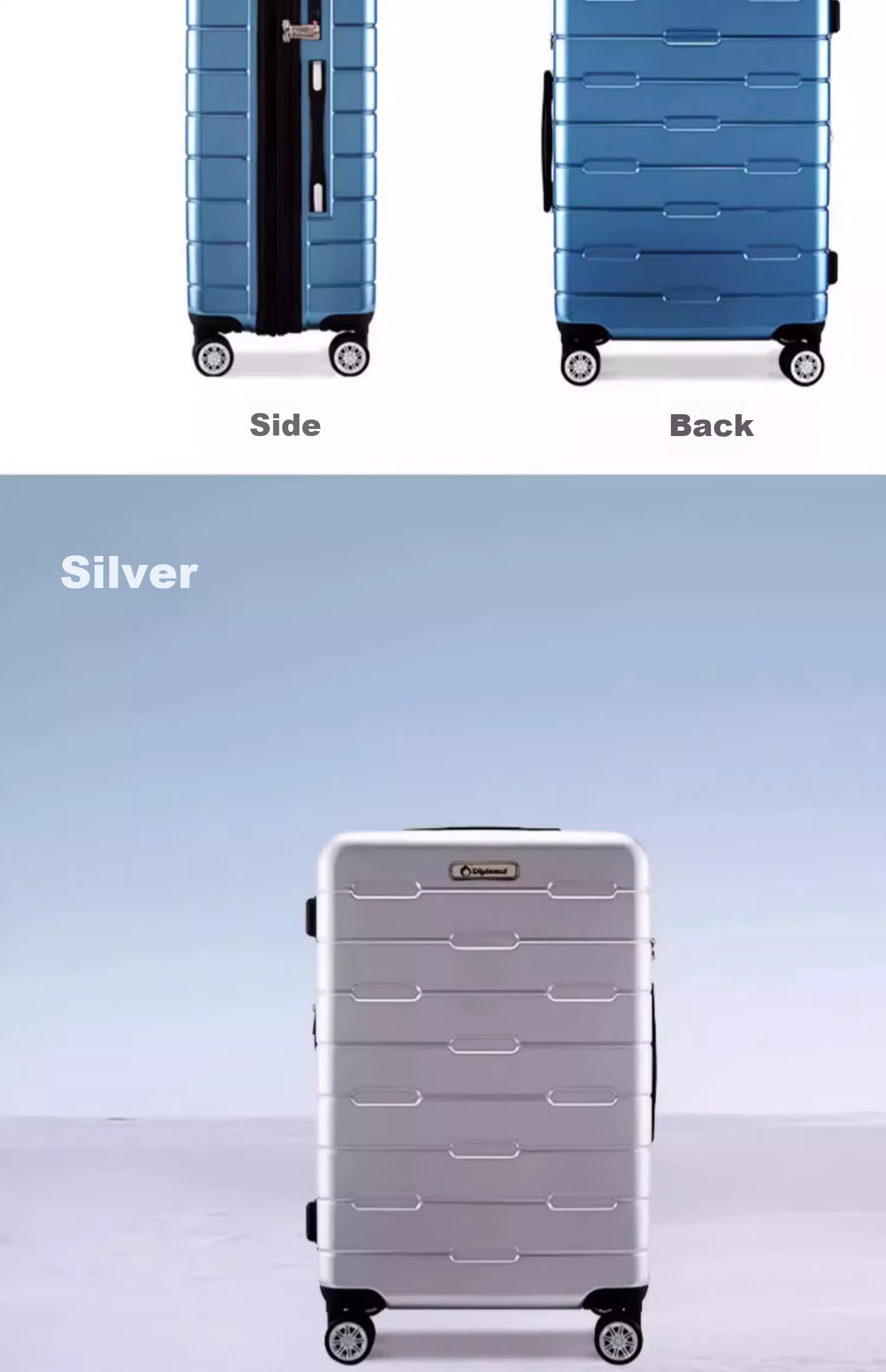 Diplomat Expandable Trolley Travel Suitcase with Password Lock TC-685T Matte Silver 20 Inch 8