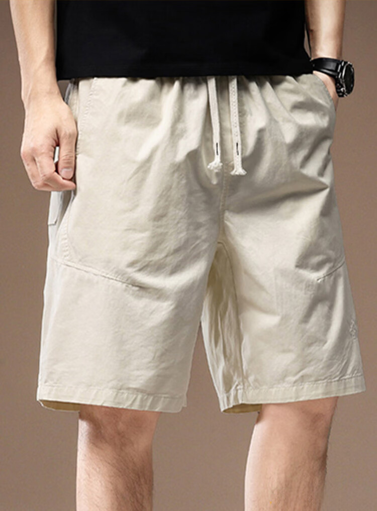 Pierre Cardin Men's Shorts, Summer Father's Day Gift, Loose Cargo Pants, Pure Cotton Breathable Five-Point Shorts for Men, Off-White, XL 11