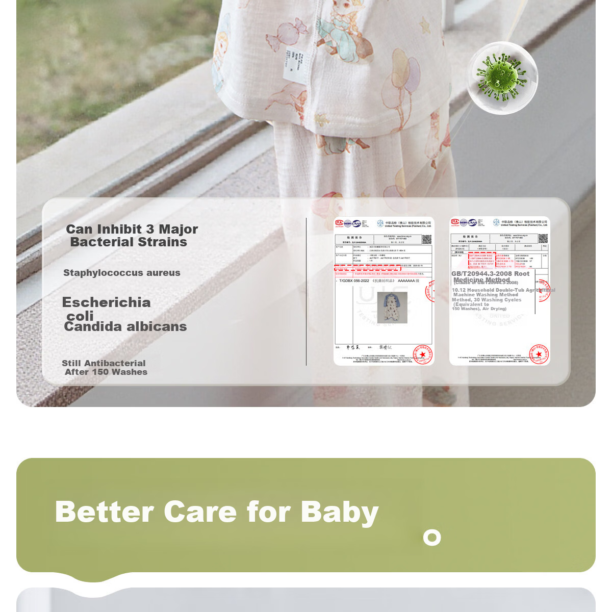 JOYNCLEON Baby Pajamas Pure Cotton Class A Summer Thin 3/4 Sleeve Air Conditioning Children's Homewear Set JTz176219 8