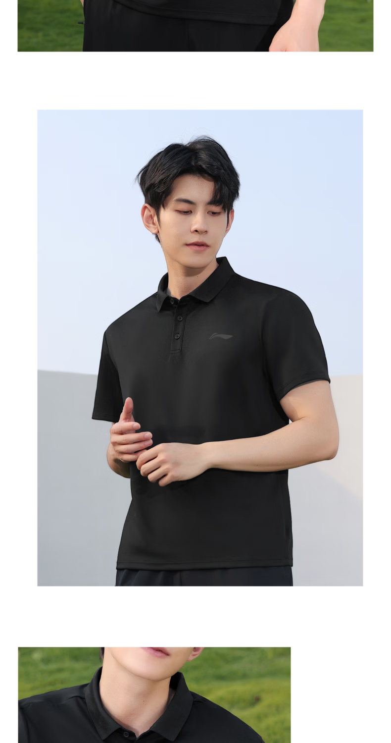 LI-NING Quick-Dry Polo Shirt Short Sleeve Men 2026 Summer New Ice Silk Breathable Men's T-Shirt High-End Casual Wear 9