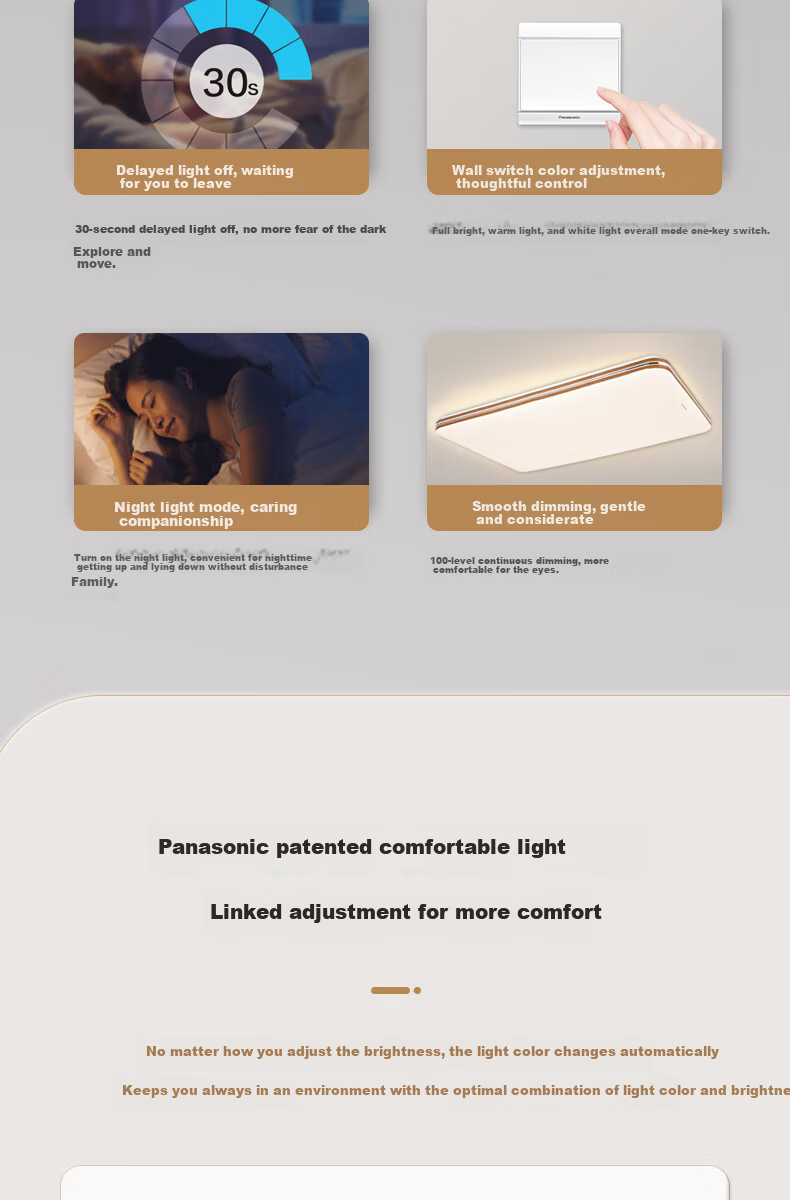 Panasonic Ceiling Light, 36W, Three-Color Temperature Adjustment, RA95 High Color Rendering Index, HHXN4037L Bedroom Light 7
