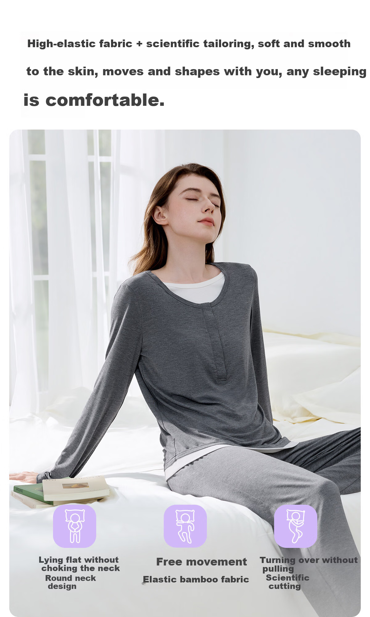 JOYNCLEON Bamboo Fiber Maternity Pajamas Spring Summer Nursing Postpartum Pregnancy L jyz204870 9