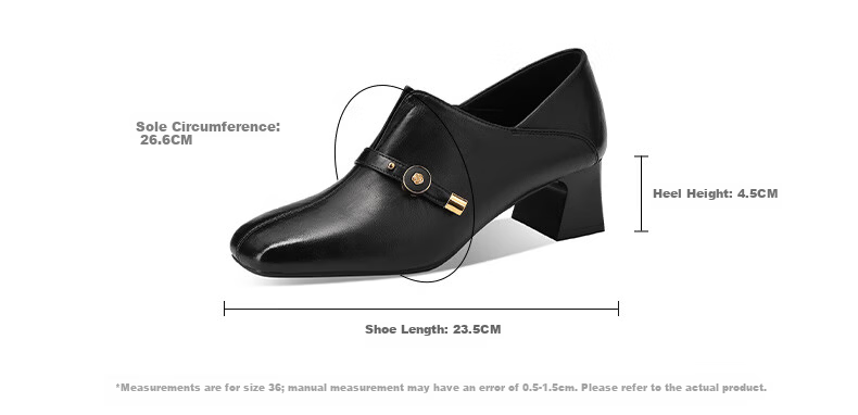 MULINSEN Women's Comfortable Commuter Leather Shoes Versatile Square Toe Low-Heel Mom Shoes Black Size 36 19