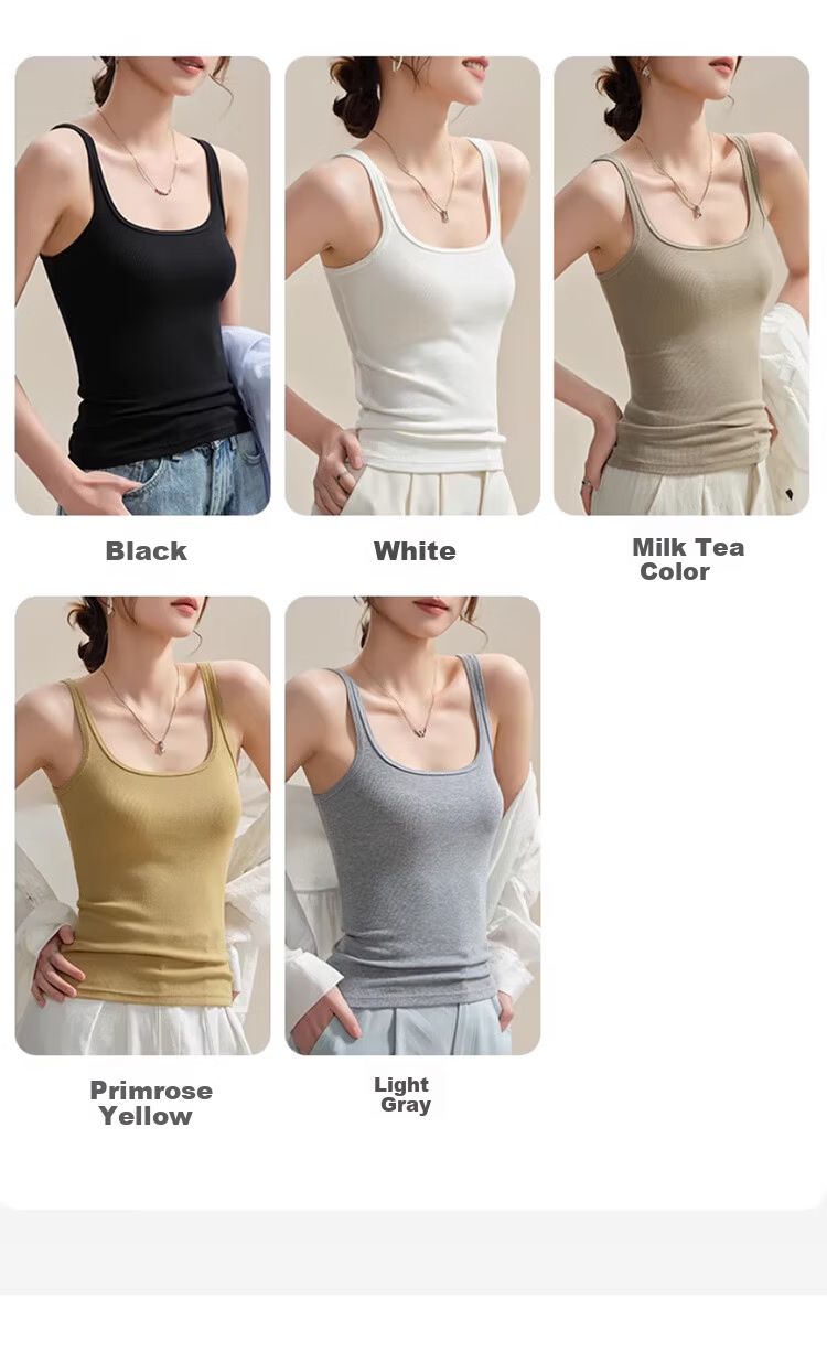 GUJIN Cotton Blend Side Coverage Thin Strap Camisole Vest for Women, No Chest Pad, Base Layer Top, Suitable for Outerwear and Blazer Innerwear, Size M 5