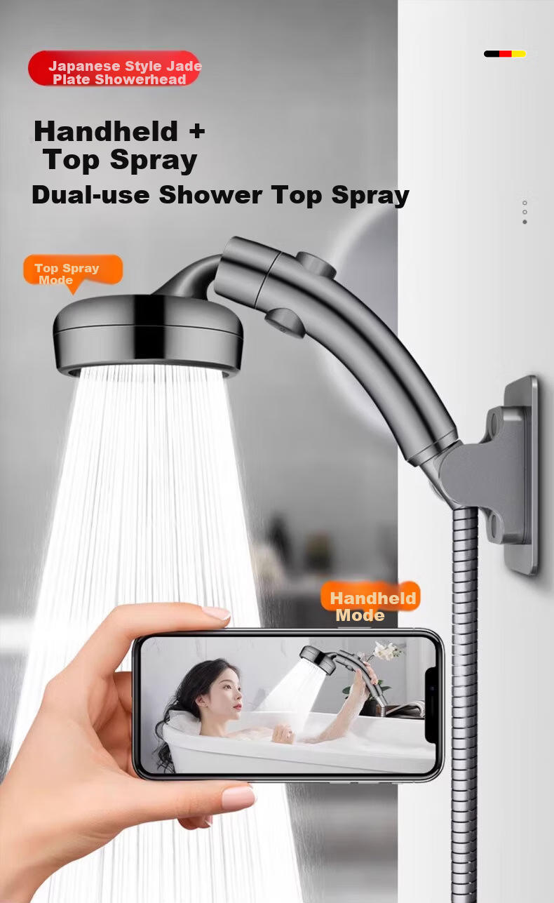 HOMK [Germany] Adjustable Elbow Shower Head Set with Pressurized Top Spray Handheld Shower Head 5