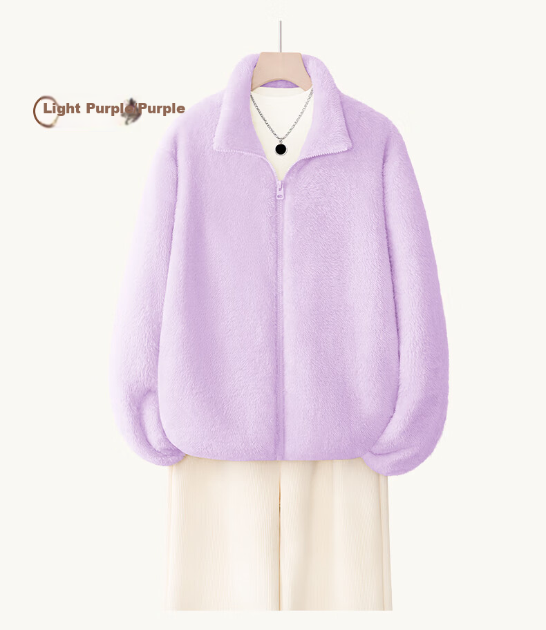Jeanswest Women's Double-Sided Fleece Jacket Autumn Winter 2025 New Warm Coral Fleece Lined Thickened Coat 14