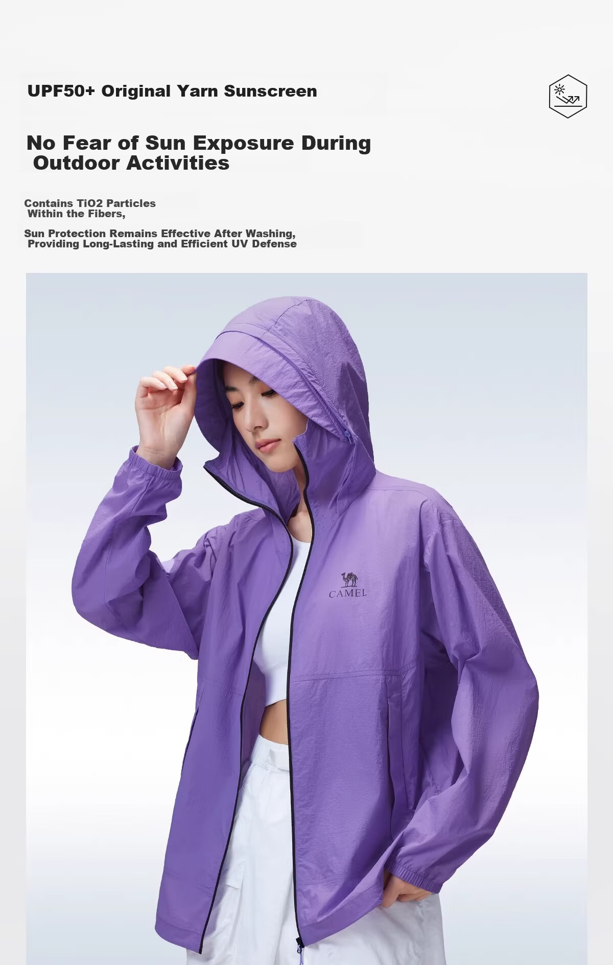 CAMEL [Wang Junkai Edition] Outdoor Sun Protection Jacket 2026 Spring Summer UV Protection Unisex Coat G028 4