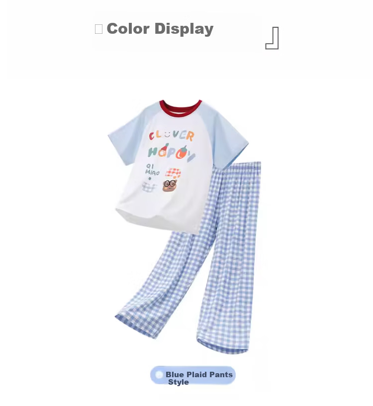 LangSha Kids Modal Pajama Set Boys Homewear Parent-Child Plaid Stylish Baby 17