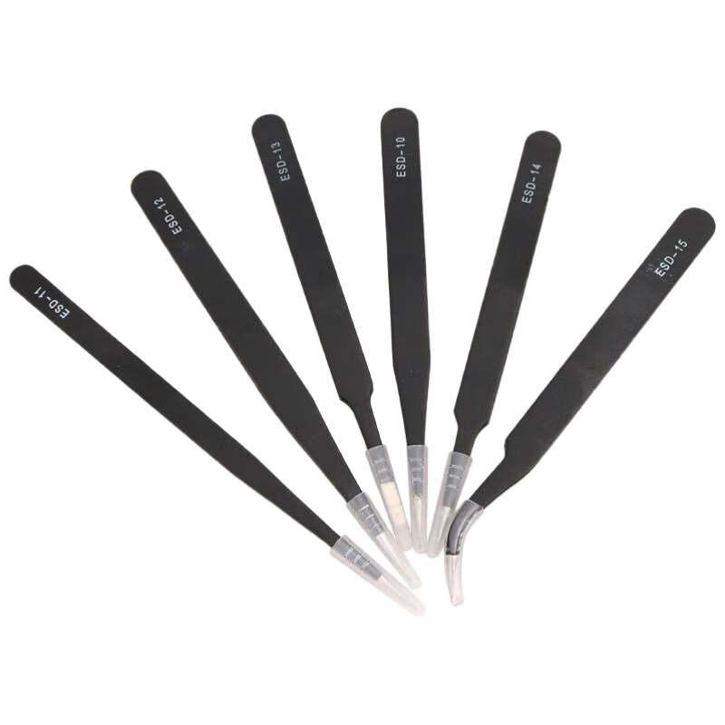 Jiuqiangu Anti-Static Tweezers Tool Set [6 Pieces], High-Precision Stainless Steel Non-Magnetic Tweezers, Professional Repair Laboratory Holding Tools, Wear-Resistant Rust-Proof Small Tweezers
