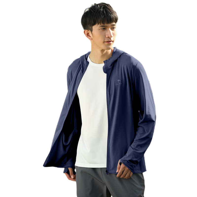 CAMEL Sun Protection Clothing for Men And Women, New Summer Outdoor Sports Wear, Original Yarn Cool-Feeling Sun Protection Loose Hooded Top Thin Jacket
